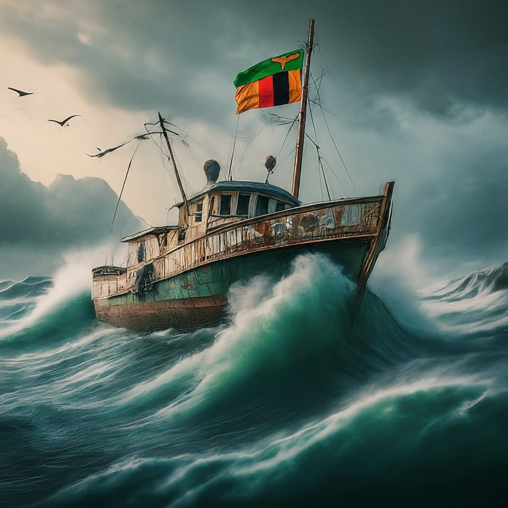 A ship at sea, a metaphor of the Bank of Zambia